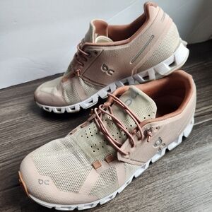 On Running Women's Tan and Cream Athletic Shoes